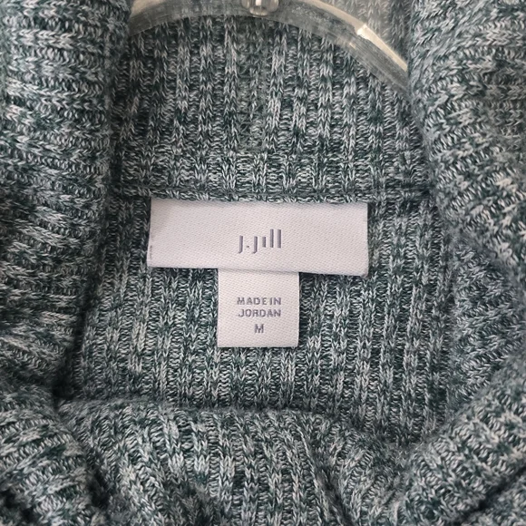 J. Jill Green Textured Knit Funnel Neck Tunic Top Medium - Picture 3 of 4